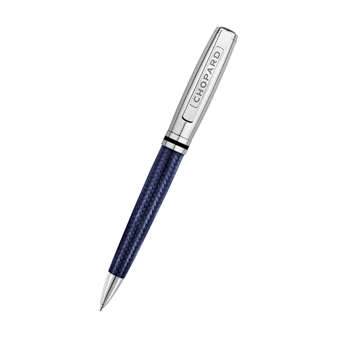 Chopard قلم الحبر الجاف بريشيا ألياف كربون زرقاء، مطلي بالبلاديوم